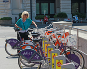 Lori, renting a bike in Viennam Austria