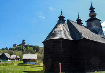 Church and Castle at Open Air Museum at Stara Lubovna, Slovakia